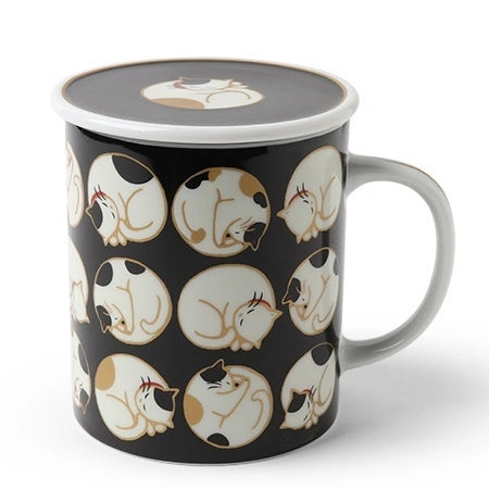 Sleepy Cat 8 Oz. Lidded Mug - BLack