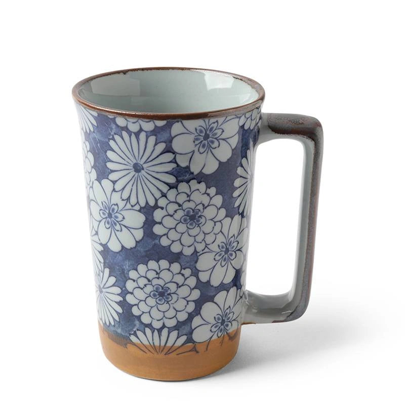 Tall Mug Blue Mums, 12 oz.