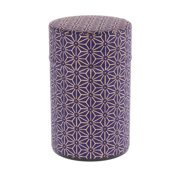 Tea Caddy - Washi Paper- Wazome Purple/Gold Hemp 150g